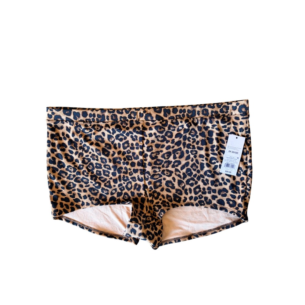 Wild Fable Animal Print Ribbed Mid Rise Full Coverage Swim Shorts Plus 2X NWT